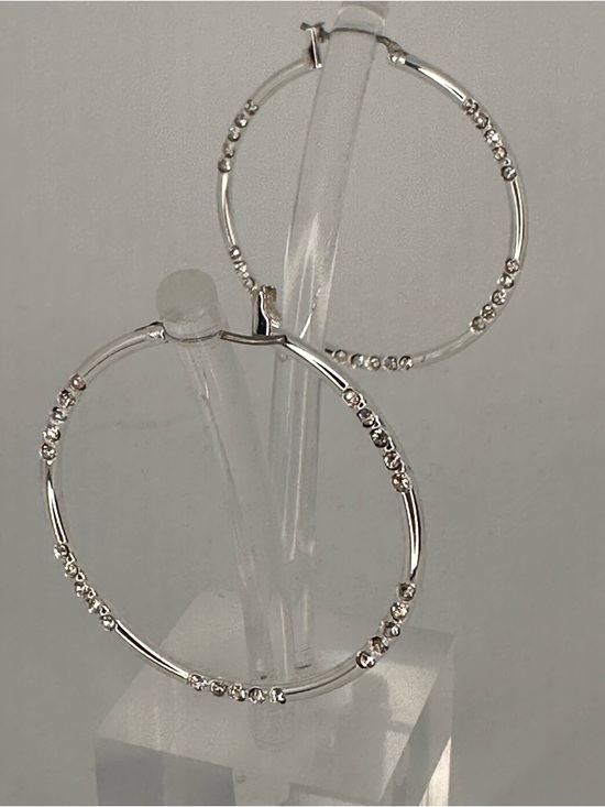 charlestone Jewelry - Silver Rhinestone Hoop Earrings • Sparkly Crystal Accent Hoops • NWT